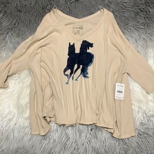 Free people horse printed shirt size medium